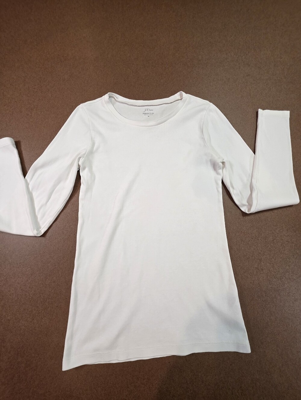 J. Crew White Long Sleeve Crewneck Tee Size M